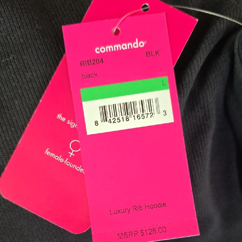 NWT $128 COMMANDO LUXURY RIB HOODIE IN BLACK SIZE L - Picture 7 of 9